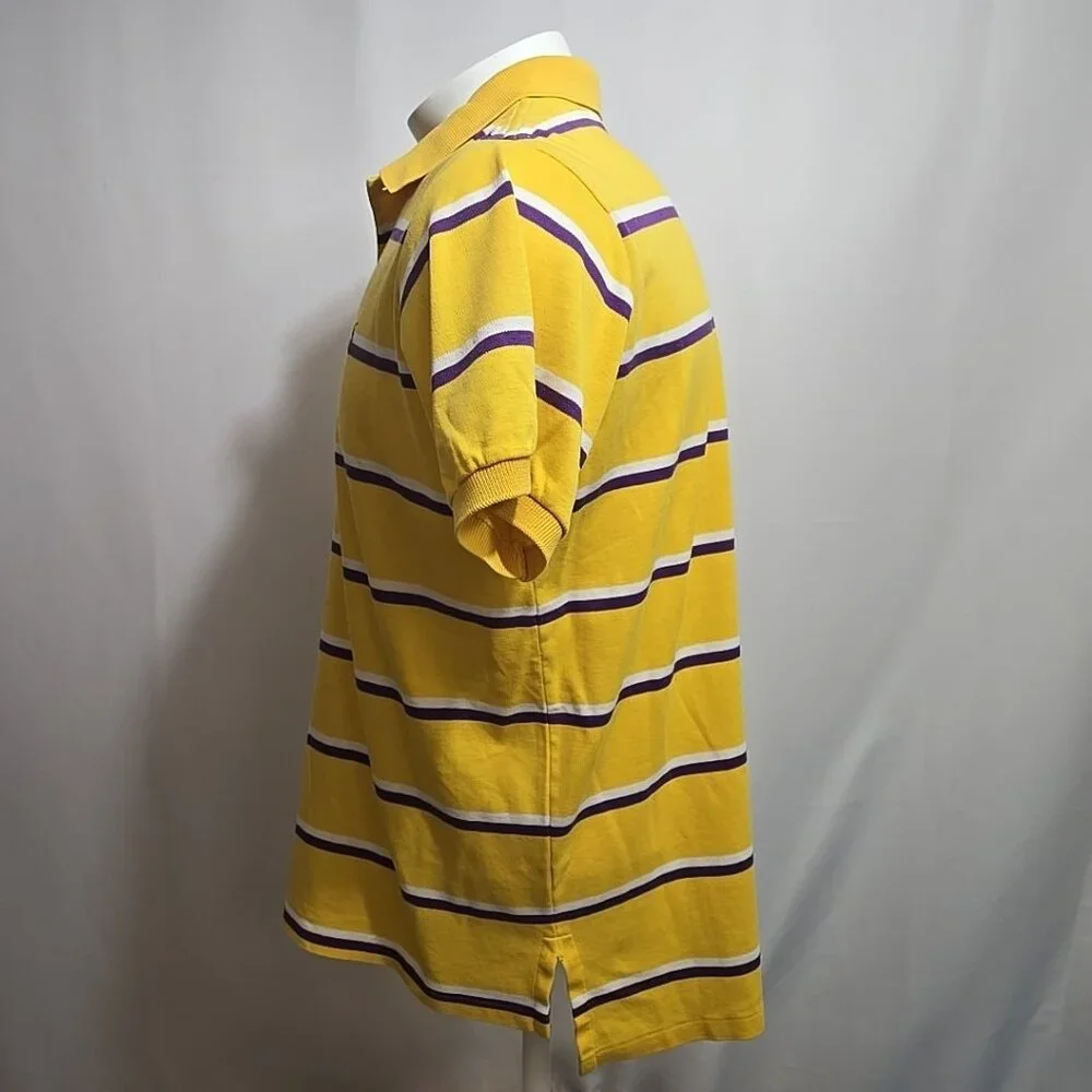FLAW Vintage Polo Ralph Lauren Polo Shirt Mens Size XL Lakers Colors Made in USA